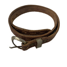 Justin Leather Belt Kids 26 Brown Western Tooled Silver Tone Buckle 101B