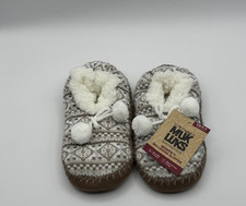 Muk Luks Women's Ballerina Warm  Cozy Slipper, White/Tan, S/M Size 5-7, New