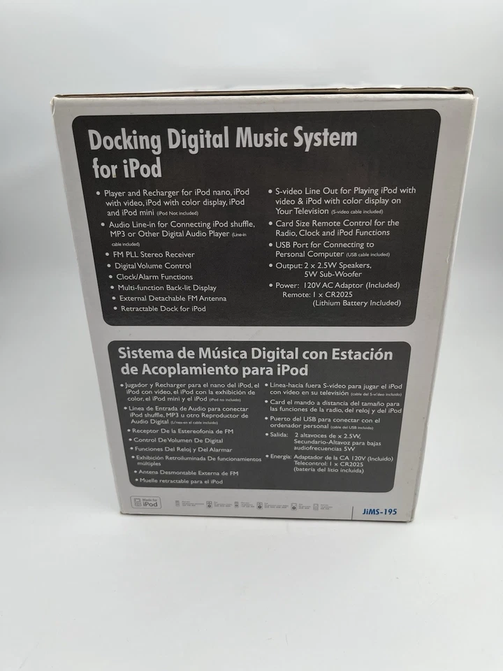 Jensen Jims-195-bk Docking Digital Music System/alarm Clock for iPod and Mp3 New - Image 2 of 4