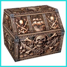 Pirate Treasure Chest  Skull Box - Large 9"x 9.3"x 8" Cardboard Classroom St...