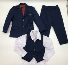 YuanLu Toddler boy Navy Blue 4 Pc. Suit Jacket vest pants white shirt size 3-4