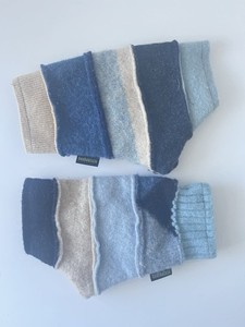 Baabaazuzu Fingerless Gloves 100% Vintage Wool Blue Navy Made In USA