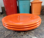 Vtg Lot/4 Genuine FIESTA HLC USA Luncheon Plates 9.5" D ~ Radioactive Red Orange — photo 1