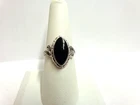 vintage sterling silver ring black onyx marquise cut by Uncas sz 8 wgt 3.1grams