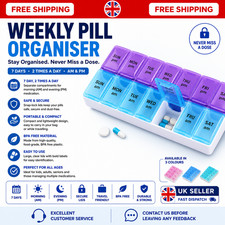 Weekly Daily Pill Box Organiser Tablet Medicine Storage Dispenser 7 Day Night Uk