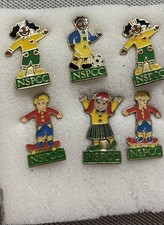 NSPCC Charity Enamel Pin Badges Bundle Boys Girls Characters, Pack of 6 Vintage