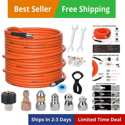 #ad 100FT Pressure Washer Sewer Jetter Kit 5800 PSI Water Jet Drain Cleaner Hose... $127.88
