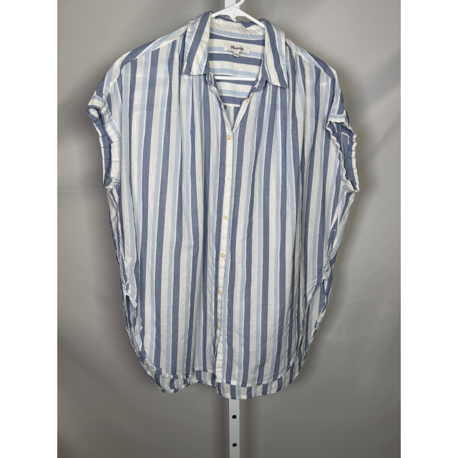 Madewell Womens Central Shirt Blue White Vertical Stripe Button Down Size M