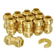 Pipe Fittings, 3/4" 12PCS Brass Pipe Fittings, Straight-Through Push-Fit Pipe Co