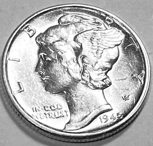 1945 P MERCURY DIME SUPERB GEM BU +  No Reserve  *J2007