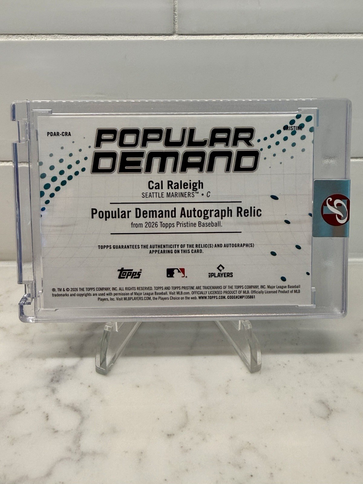 2026 Topps Pristine Cal Raleigh Popular Demand /15 PINK SSP GAME USED Patch Auto view 4