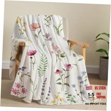 Throw Blanket Botanical Floral Printed Blanket Super Soft 50"X60" Wildflowers