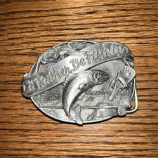 1985 SISKIYOU BUCKLE CO. I'd Rather Be Fishing Belt Buckle USA Made Vintage M-30