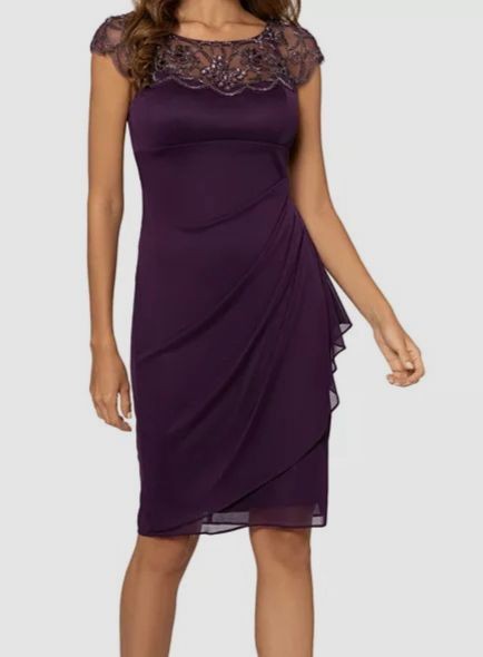 xscape beaded bodycon dress Womens Knee-Length Cocktail and Party Purple 14 collection_mon-cheri_Sophia Tolli Bridal Corset Strapless Party Dress Size:UK12 / EU46 / US13 Crystal beaded embellishment on