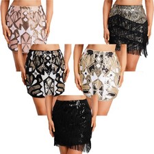 Women Skirt Ballroom Skirts Music Dancewear Latin Dance Club Shiny Costume Prom