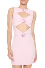 Forever 21 Pink Rosette Cut Out Bodycon Mini Sleeveless Dress Size M