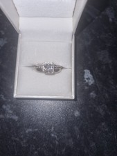 H.Samuel 9ct White Gold Halo Bridal Set Ring Size N Cushion CZ Clear