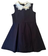 Janie and Jack Nautical Navy Dress White Collar Girls SZ 8 Sleeveless Preppy