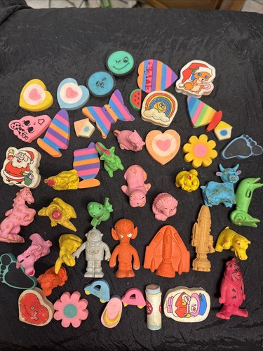 Lot Vintage verschiedene Diener 70er Jahre Gummi Radiergummis Kostenloser Versand!