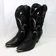 Women's Black Dingo Western Style Hearts Cowgirl Embroidered Boots Size 7 M