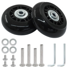Luggage Wheels Replacement Set of 2, 80mm x 24mm, Black Rubber Swivel Caster ...