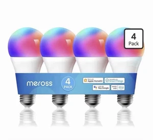 Ampoule intelligente RGB 4 PACK WiFi LED ColorChanging Dimmable ALEXA GOOGLE MEROSS MSL120
