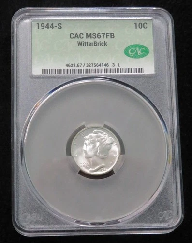 1944-S Mercury Dime * CAC Graded MS67 FB * Full Bands * Absolutely Beautiful