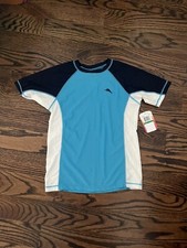 NEW Tommy Bahamas Boys Rashguard Short Sleeve Swim Shirt - Blues - Size L