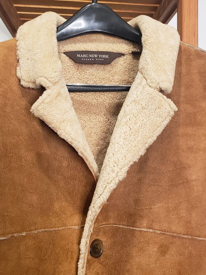 Men's Tan Shearling Coat by Marc New York. Size XL in Excellent Condition. - Image 4 of 4