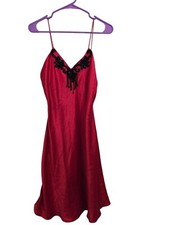 Victorias Secret Gold Red Satin Slip Dress With Black Embellishment Detail Smal