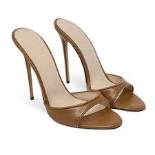 Women Slip on Summer Open Toe High Stiletto Heels Sandals Mules Slippers Shoes