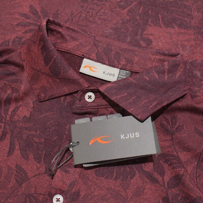 KJUS NWT Stephen Short Sleeve Polo Shirt Size 54 / XL Sport Fit Burgundy Leaf