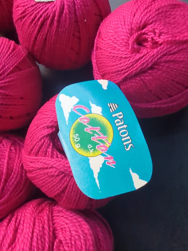Set Of 10 Full & Partials Patons Cotton DK Yarn Balls 50 gr 116 Yds Ea Hot Pink - Image 2 of 4