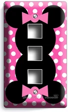 CUTEST MINNIE MOUSE EARS PINK POLKA DOTS LIGHT SWITCH OUTLET WALL PLATE ROOM ART