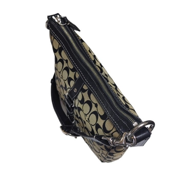 Coach Signature Black Jaquard Canvas Shoulder Crossbody Bag Coach Signature Black Jaquard Canvas Shoulder Crossbody Bag