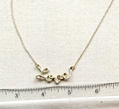 18” ADJUSTABLE STERLING SILVER “LOVE” WORD SPELLED OUT IN CURSIVE NECKLACE - Picture 4 of 4