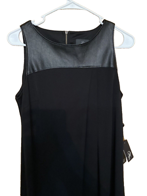 Adrianna Papell Black Faux Leather Drape Front Shift Sleeveless Dress Size 8 NWT | eBay Adrianna Papell Black Faux Leather Drape Front Shift Sleeveless Dress Size 8 NWT | eBay