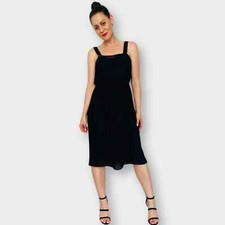 70s Themes Black and Sequin Accordion Pleated Midi Dress