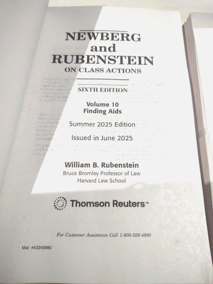 June 2025 NEWBERG and RUBENSTEIN on Class Action Supplement , vol.10 NEW - Image 4 of 4