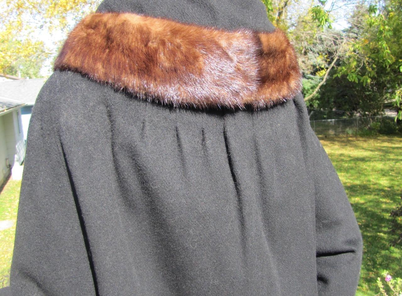 50S BARNETT ORIGINAL BLACK COAT MINK COLLAR UNION… - image 8