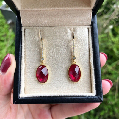 Gorgeous Women Drop Earrings 18k Yellow Gold Plated Wedding Engagement Jewelry