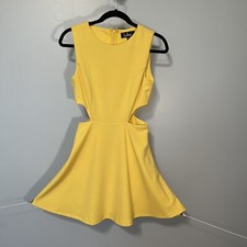 Lulu's Size Small Yellow Stretch Open Waist Skirt Dress Short Mini Party  #1