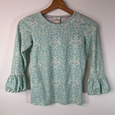 Matilda Jane 3/4 Bell Sleeve Shirt Crewneck Animal Print Blue Girls 12