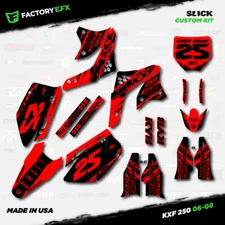 Black & Red Slick Racing Graphics Kit fits 06-08 Kawasaki Kxf250 Kxf 250 Decal