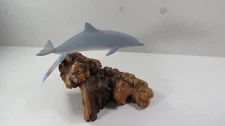 John Perry Dolphin Sculpture on Burl Wood Base