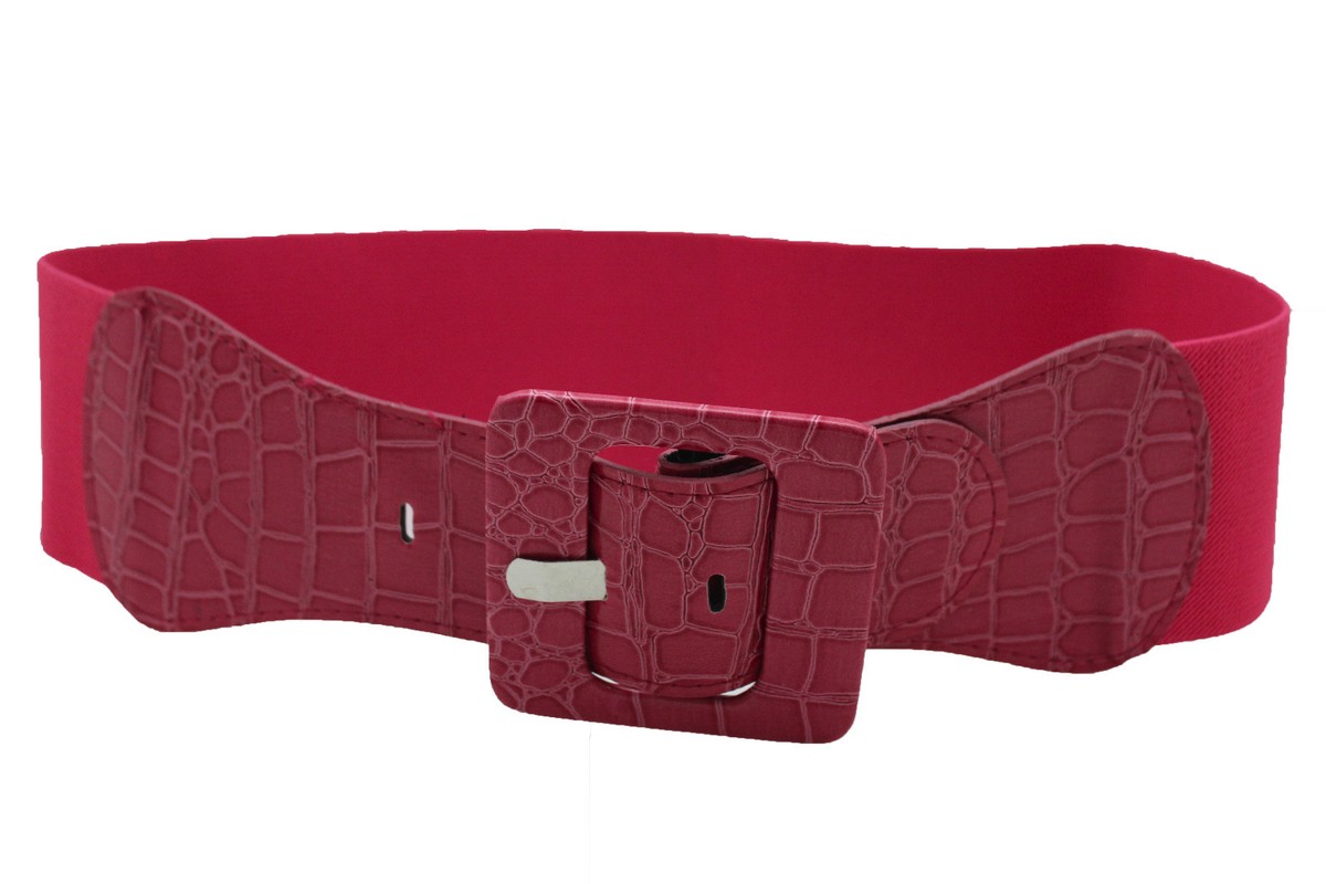 Women Fashion Elastic Belt Pink Stretch Waistband Square  display picture 1