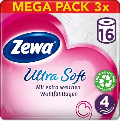 Zewa Ultra Soft Toilet Paper, 4-Ply with Reliable Comfort Layer Quality 48 Rolls