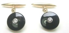 Antique Art Deco Diamond Black Onyx Cufflinks...