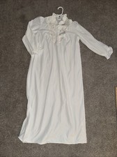 Vtg Ilise Stevens Nightgown Soft Off White Lt Fleece Silk Inside Flannel Size M