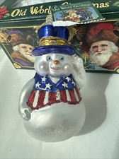 Old World Christmas Military Boot / Snowy Salute Glass Ornament w/Original Box